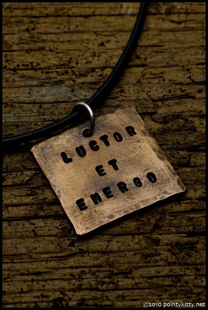 Luctor et Emergo - sterling silver and copper hand-hammered pendant necklace