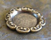 12 Antique Gold Round Filigree Rhinestone Setting  Findings 154
