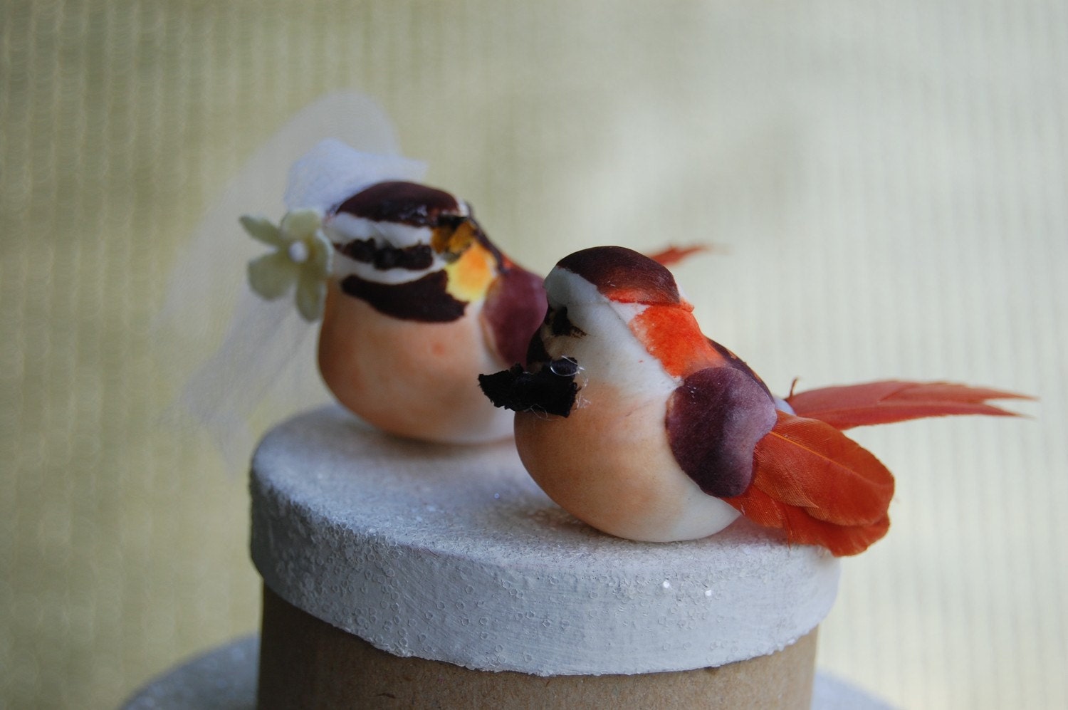 Dashing Love Birds Bride and Groom Wedding Cake Topper in Cinnamon and Hazelnut