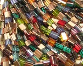 GORGEOUS 5x3mm Apollo Gold Confetti Color Mixed Czech Glass Baby Pillow Beads TWO Strands