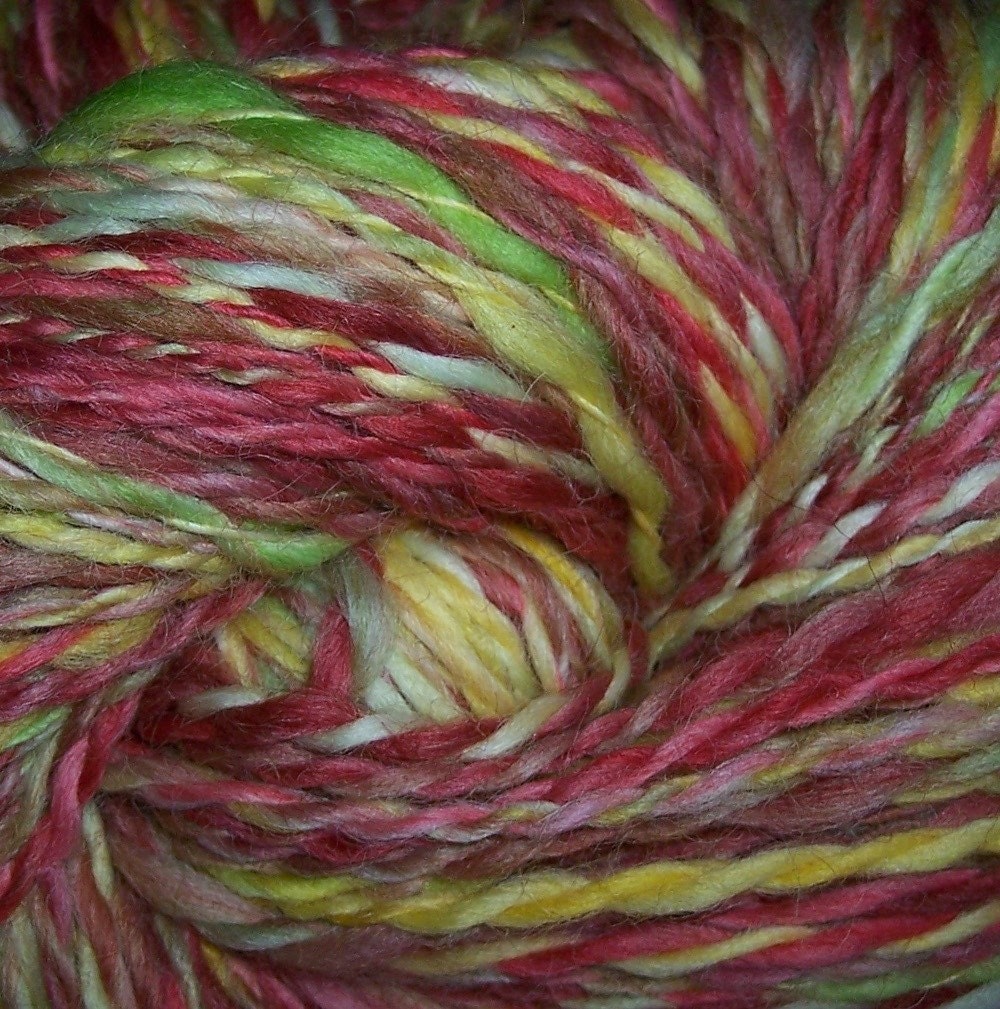 Handspun Yarn,Chow Chow Recipe Yarn, 2 ply, 202 yards, Merino Wool, Handpainted, Bulky Yarn