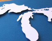 Great Lakes Silhouette on Royal - 8 x 10 original papercut