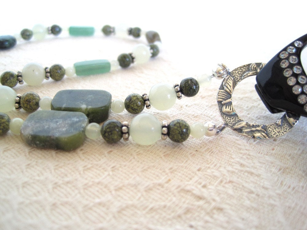 Jade Aventurine and Serpentine Eyeglass Lanyard