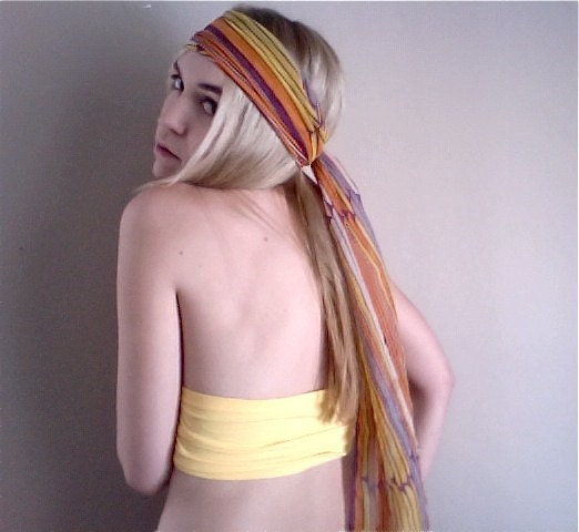 VERA bright stripe sheer mega super long designer retro scarf
