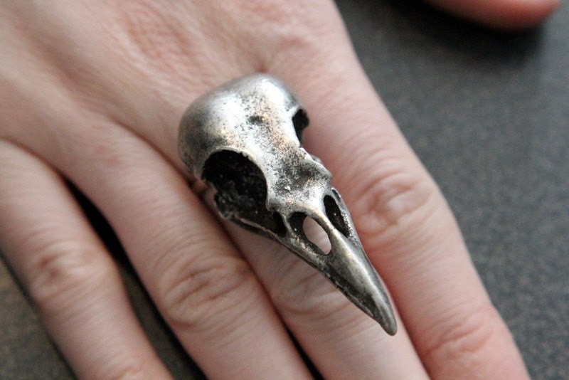 Bird Skull Ring Crow Raven