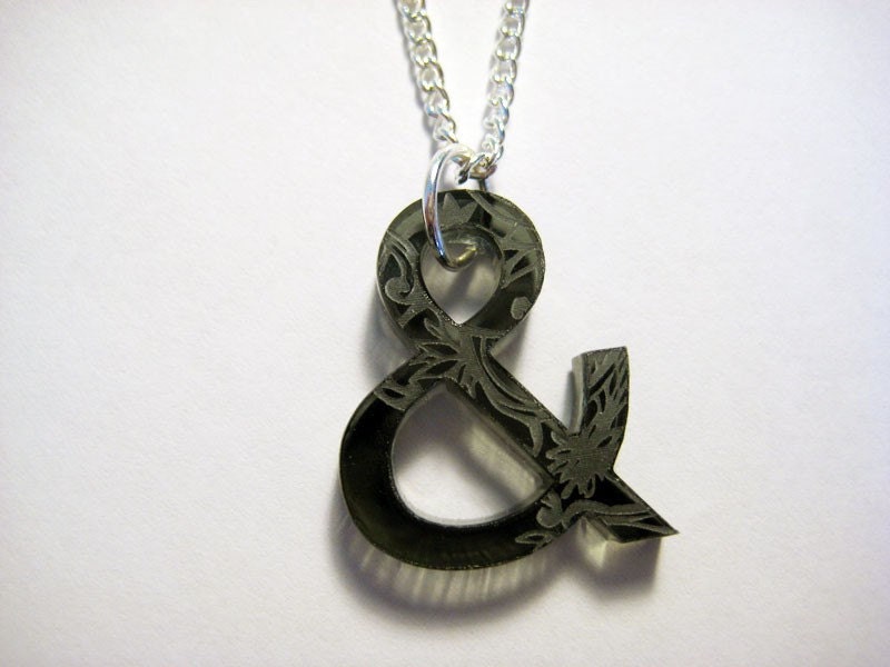 Etched Ampersand Necklace-Transparent Black