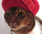 Red Beret with grosgrain ribbon bow