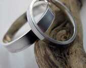 Set Recycled Palladium Sterling Wedding Rings Simple and Polished