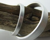 Set Recycled Palladium Sterling Wedding Rings Simple with Satin Finish