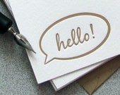 Speech Bubble Hello Letterpress Note Card Set - Fathers Day, Tan, Taupe, Beige, Khaki - 10 pack (NHL2) - sweetharvey Speech Bubble Hello Letterpress Note Card Set - Fathers Day, Tan, Taupe, Beige, Khaki - 10 pack (NHL2) - sweetharvey