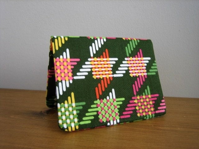Card Wallet - Green Plaid Houndstooth