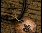 Fleur de Lis Pendant Necklace  - Recycled copper hammered oxidized disc pendants