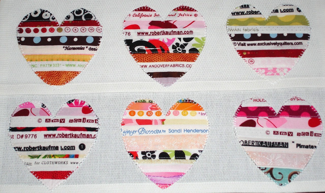 Tea Towels Fabric Selvage Hearts - Set of 2