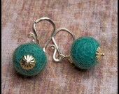 SALE - Amelia - recycled sterling silver and felted wool ball earrings - MANY COLORS
