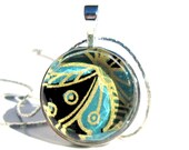 Butterfly Wing Glass Pendant.Glass and Sterling Silver Pendant Necklace. Zen Pendant. Engravable: Abstract Butterfly