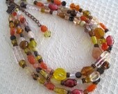 Glass Beaded Necklace Choker Multi Strand