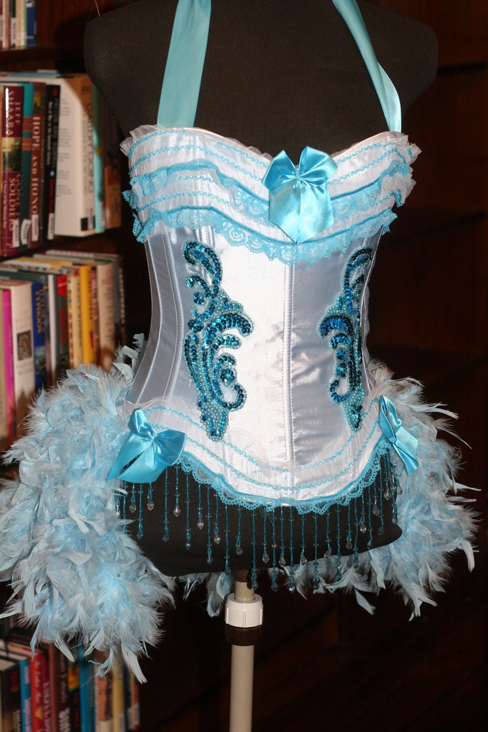 IRIS Blue Burlesque corset costume Showgirl outfit - EVERYTHING INCLUDED
