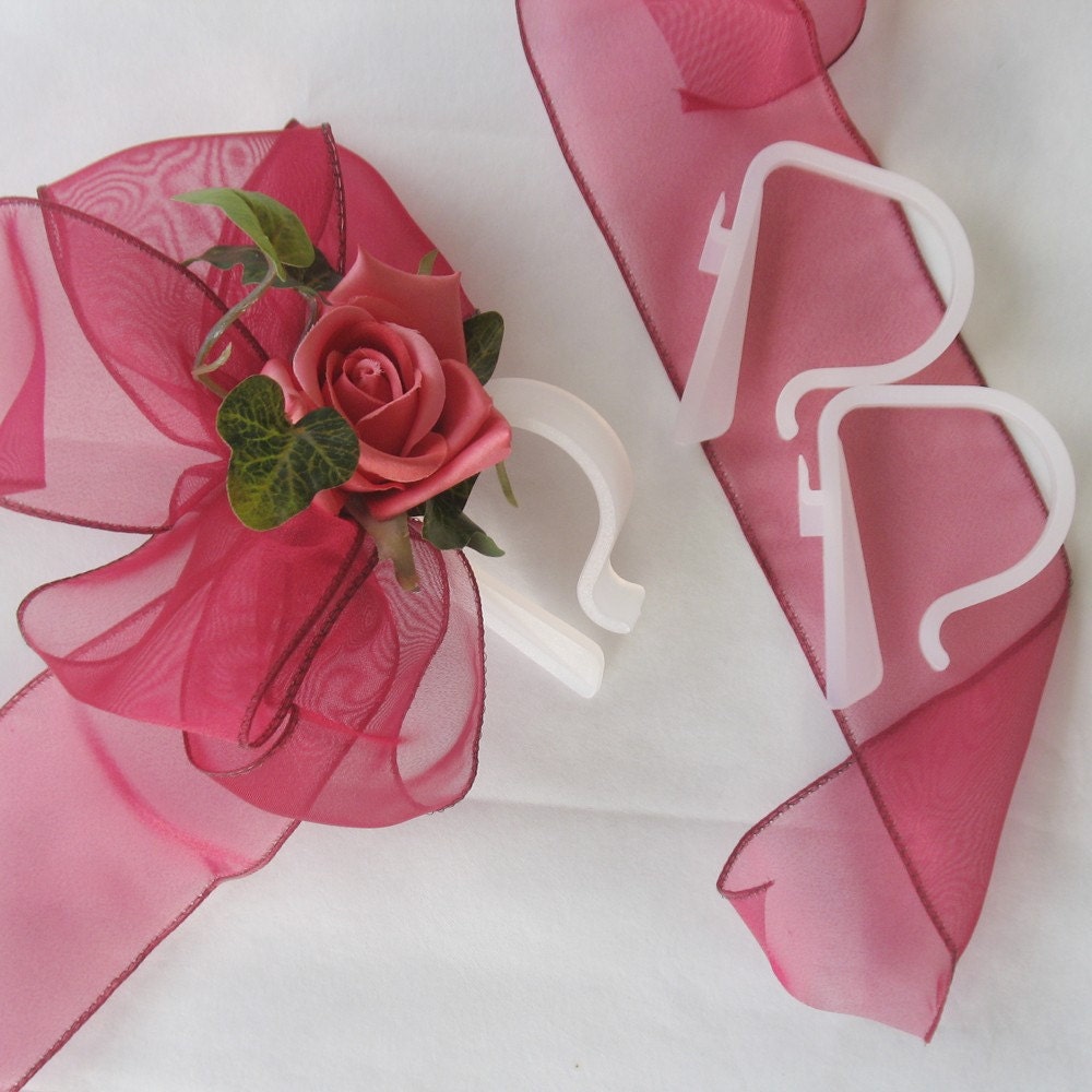 Church Pew Clips, Aisle Marker Bows & Decorations - Set of 12