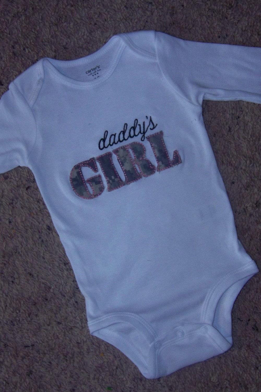 Adorable ACU daddy's girl onsie or tshirt available in short sleeve in sizes newborn to youth extra large