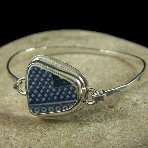 Beach Combed Pottery Shard Bracelet in Sterling Silver