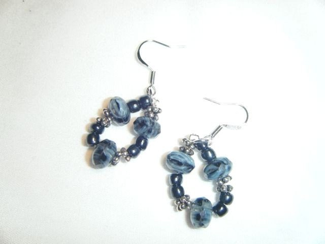 Blue Czech Glass dangle earrings
