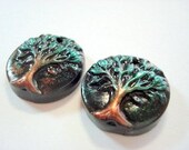 Little GreenTrees of Life Polymer Clay Focal Beads