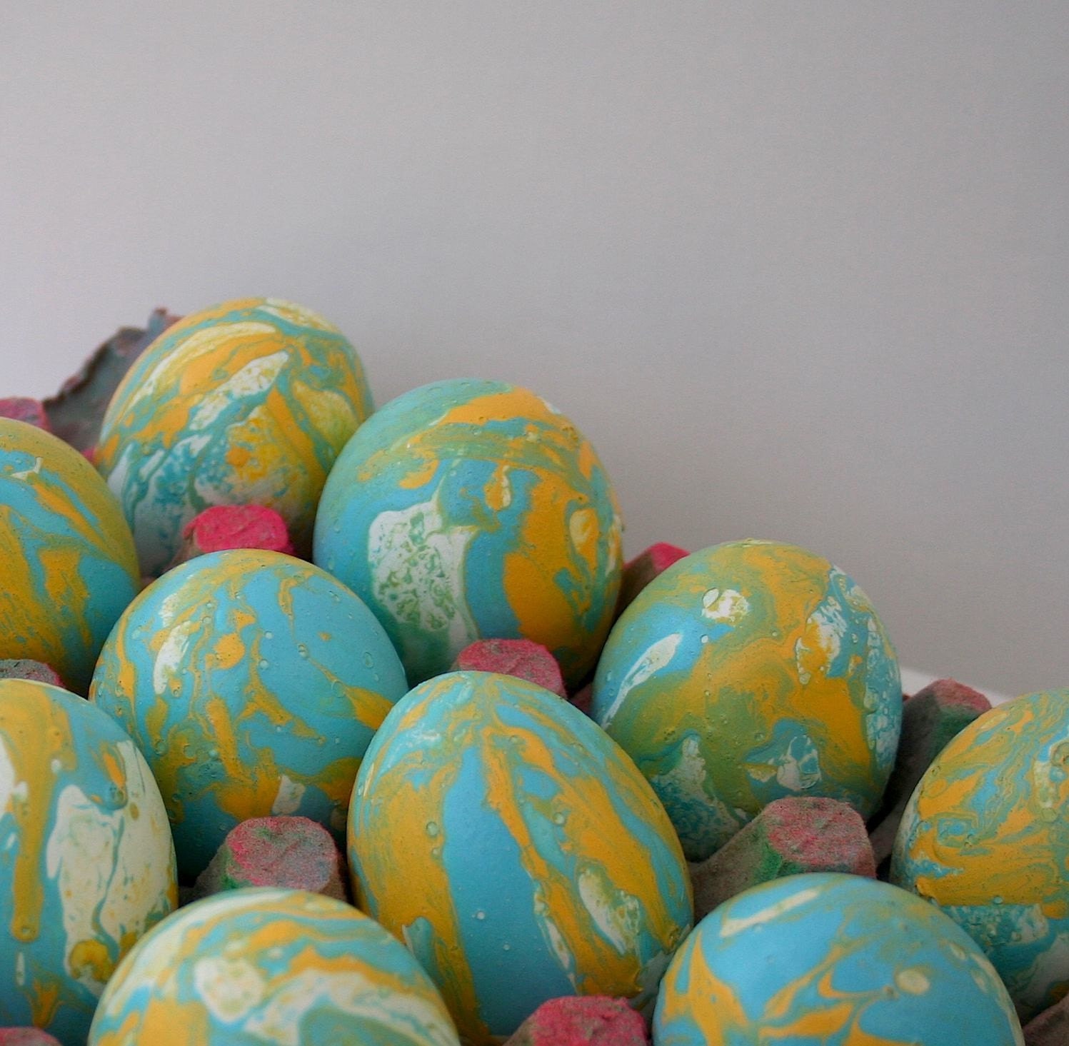 Cascarones (Confetti Eggs), FIVE DOZEN, Blue and Yellow Marbled, for Easter and Spring Celebrations