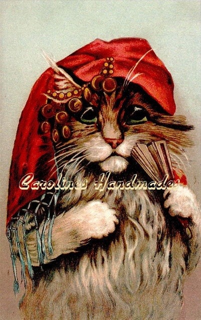 Gypsy Cat Reproduction Cotton Fabric Art Print 4X6" Applique