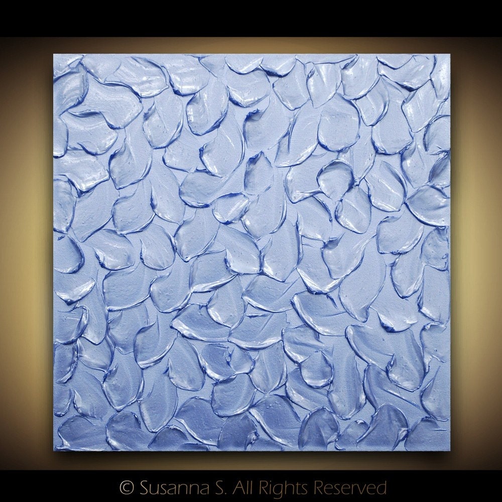 ORIGINAL abstract Art- textured metallic blue modern palette knife painting MIX and MATCH by Susanna