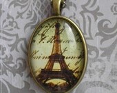 Eiffel Tower Pendant Antiqued Brass Chain