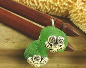 Genuine Sea Glass and Rosewood Hair Sticks Kelly Green
