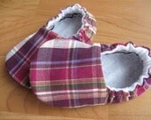 birdy boots 'Purple Madras' ...upcycled cotton...baby or toddler shoe ... Newborn to 24 months...