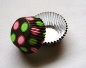 Lime Green & Hot Pink Polka Dot Greaseproof Baking Cups (36)