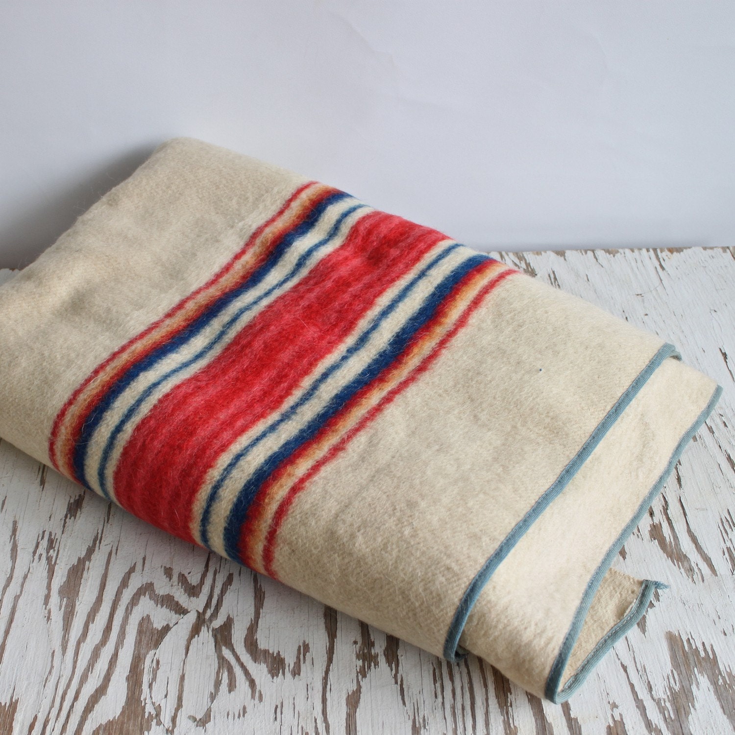 vintage striped wool camp blanket