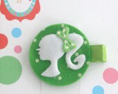 Green Polka Dot Barbie Sillouhuette Hair Clip
