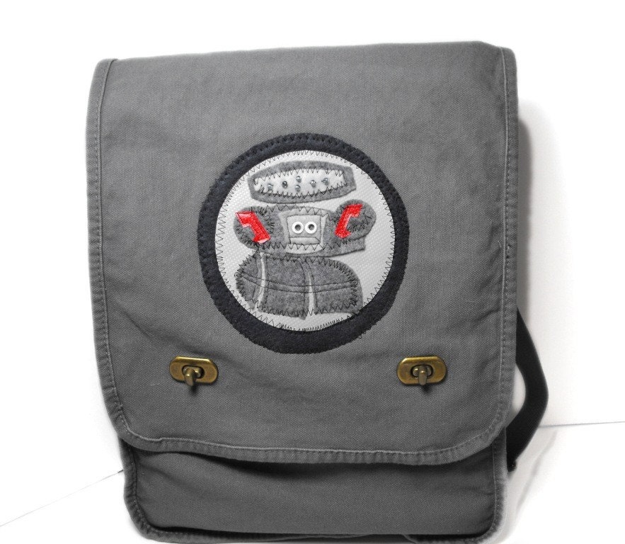 Lost in Space Robot - Canvas Messenger Bag - Field Style for School, College, Vacation, Book, Laptop