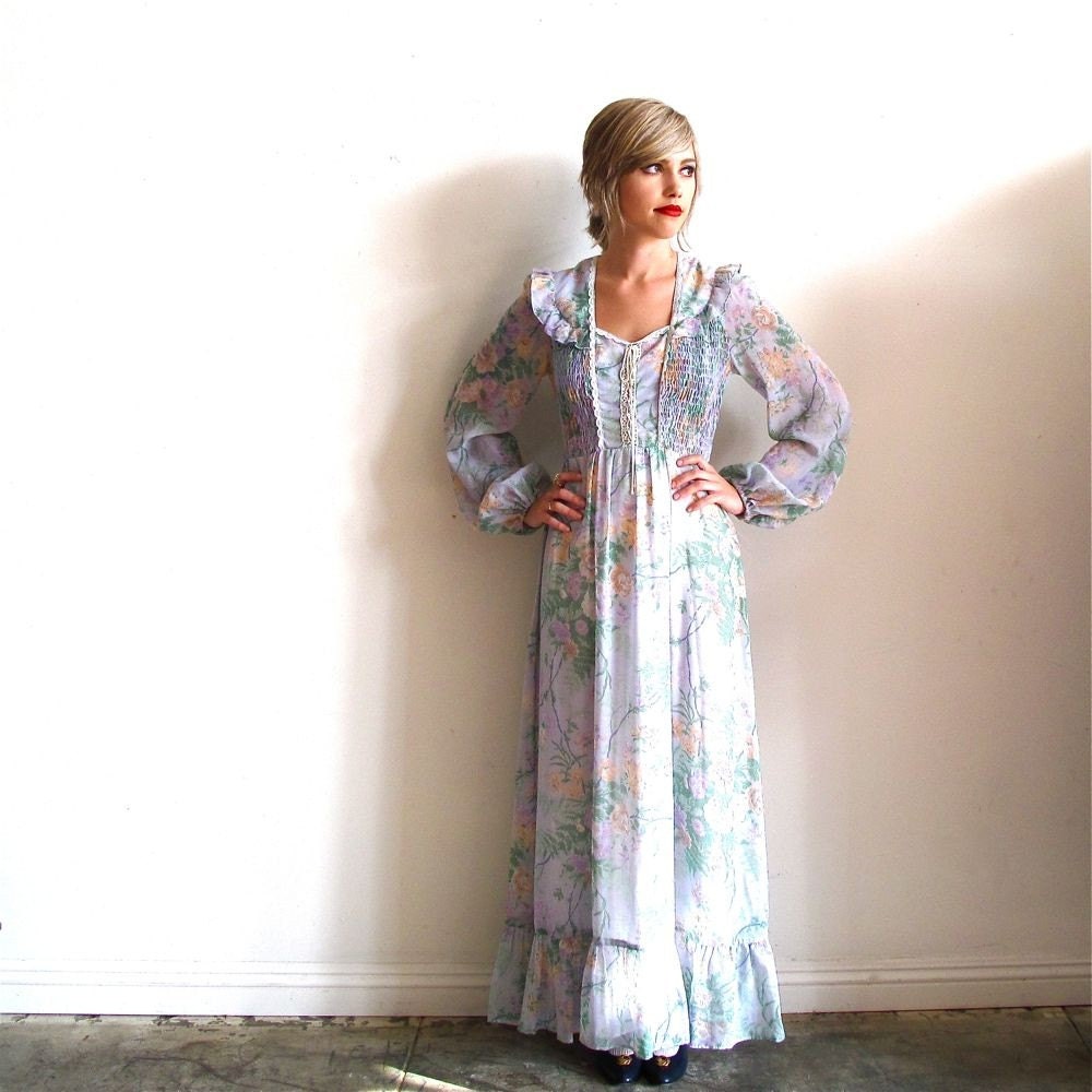 Vintage Jody T of California Floral Peasant Gown-X SML