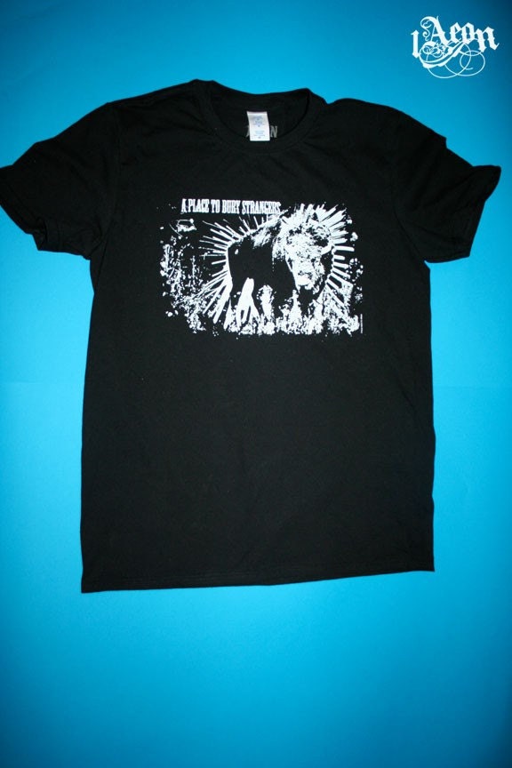 black tee, black tshirt, aptbs tee,  - A Place To Bury Strangers black Bison tee mens M