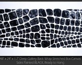 Original Large Abstract Contemporary Fine Art White Black Impasto Textured Modern Palette Knife Painting by Susanna 48x24 MADE2ORDER