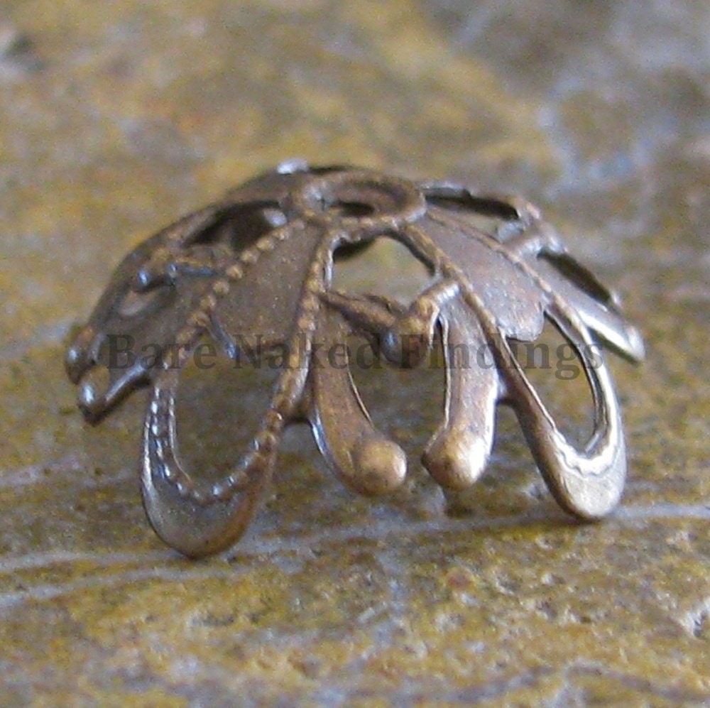 12 Antique Brass Large Size Bead Cap Jewelry Findings 760