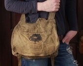 Vintage Hemp Czech Military Bandage Bag with Crowned Tree