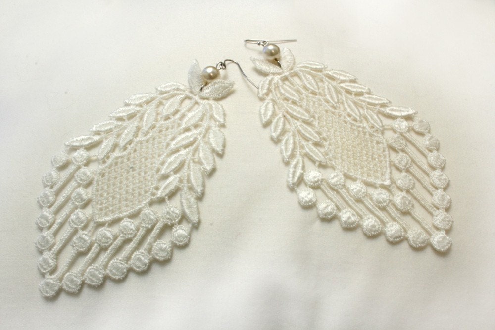 Veronica Venice Lace Earrings in Softest Ivory by TinaEvaRenee