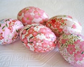 Easter Eggs Decoupage Pink Origami cherry blossom floral pastel white