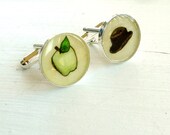 Hand Painted Cuff Links, Original Watercolor Painting, Son of Man, 17mm