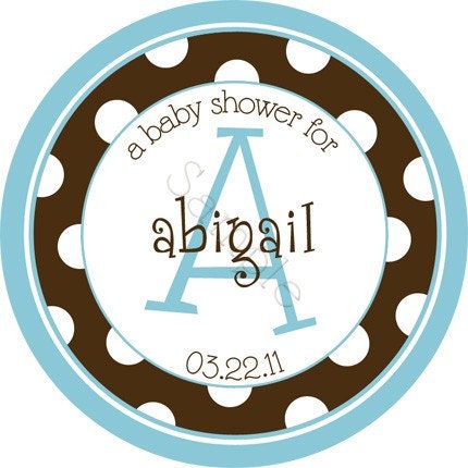 Trendy Polka Dot Monogram Personalized Stickers - Party Favor Labels, Birthday Stickers, Baby Shower, Bridal Shower - Wide Polka Dot Border