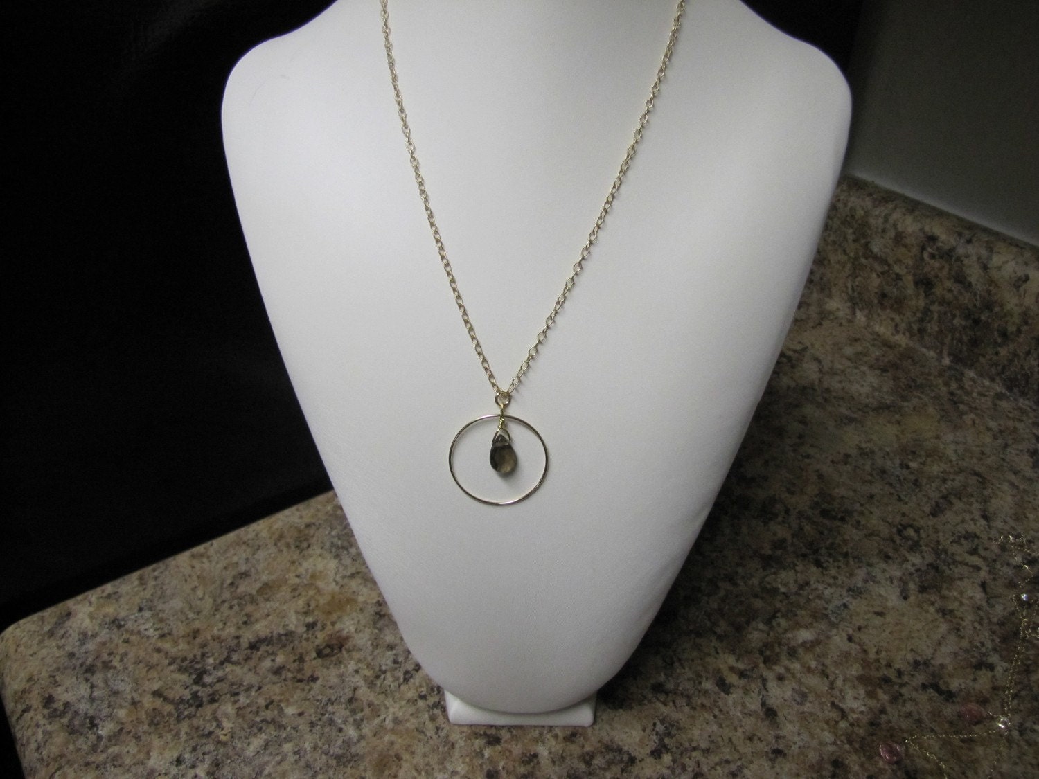 Custom made Smoky Quartz & Gold Necklace for Kim Delaney to wear on Season 4 of "Army Wives"