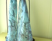 Hand painted silk scarf pale blue with purpley wild sweet peas