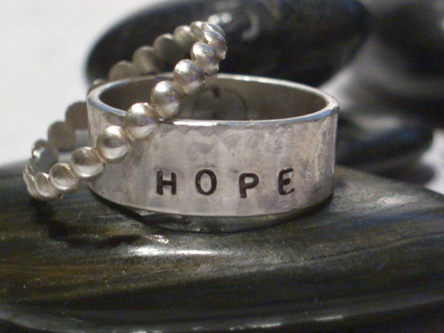 Sterling Hand Stamped HOPE Stacking Ring by donnaodesigns