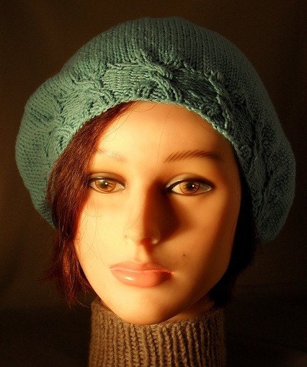 Hand Knit Cotton and Wool Slouched Beret - Free Shipping