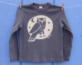 Woodland Grey Owl Long Sleeve Kid Tee